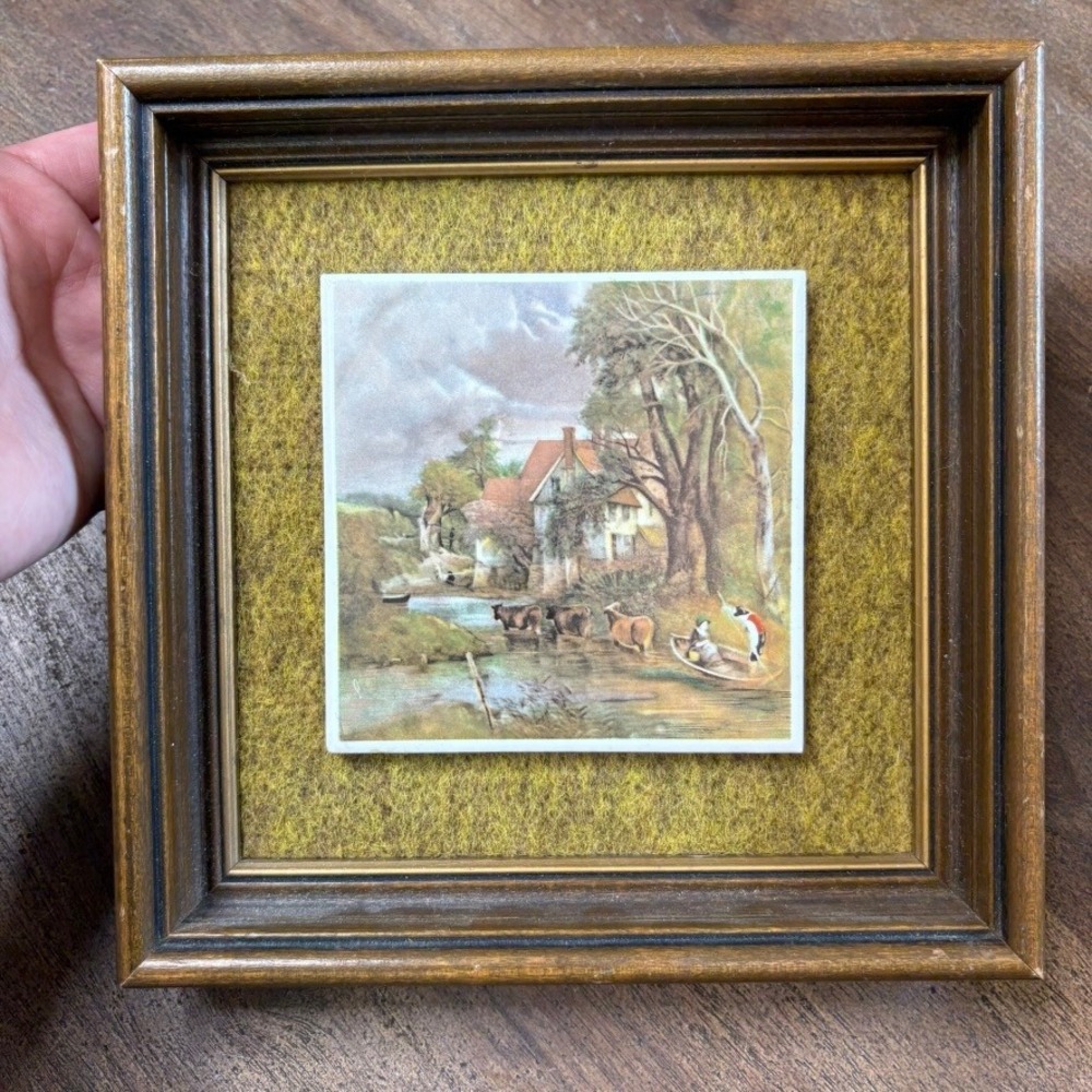 Vintage Framed Dutch Delft Tiles Wall Art Home Decor Landscape Country Cottage - Picture 3 of 12